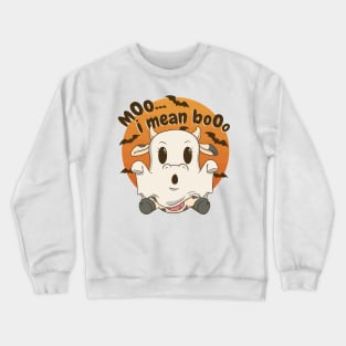 Moo... i mean booo. Cow Ghost Halloween Crewneck Sweatshirt